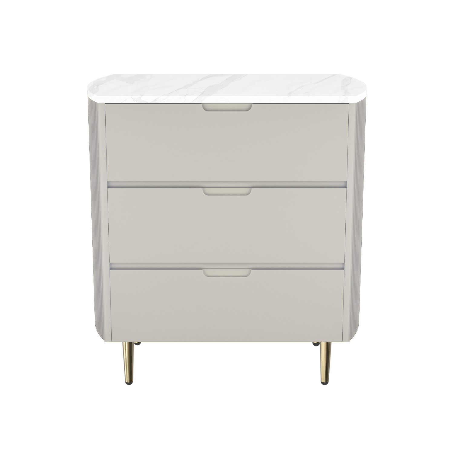 Read more about Curved taupe chest of 3 drawers with marble top lorenzo
